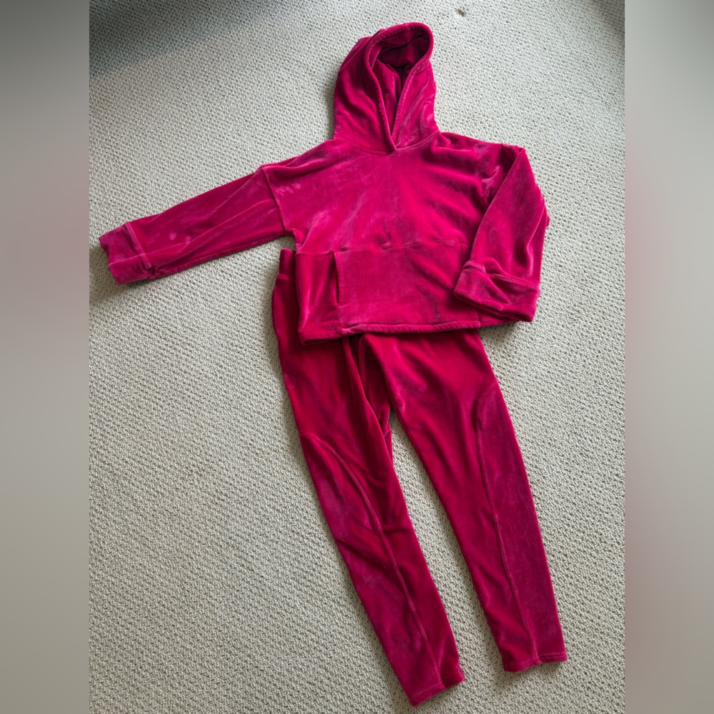 FP Movement by Free People Velvet Hoodie & Joggers Set in Fuchsia